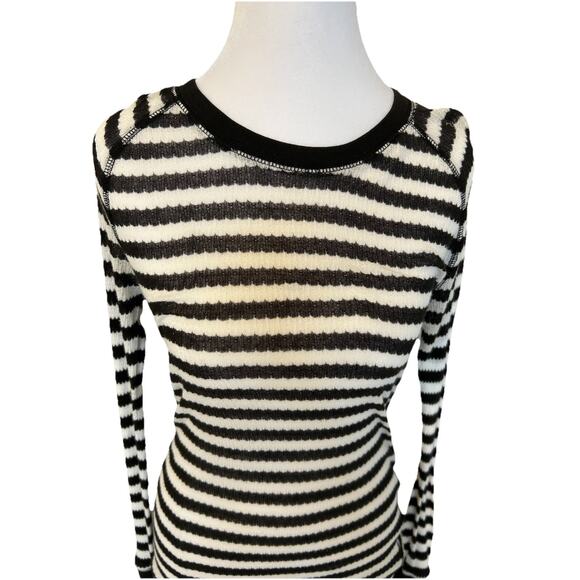 90s VTG ROXY Striped Shirt Black Sheer Thumbs 90s Sheer Goth Surfer Girl Med - Picture 3 of 11